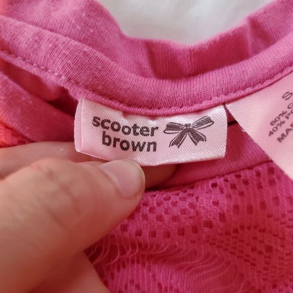 Scooter Brown small girls pink long sleeve tee with lace front - Picture 4 of 6